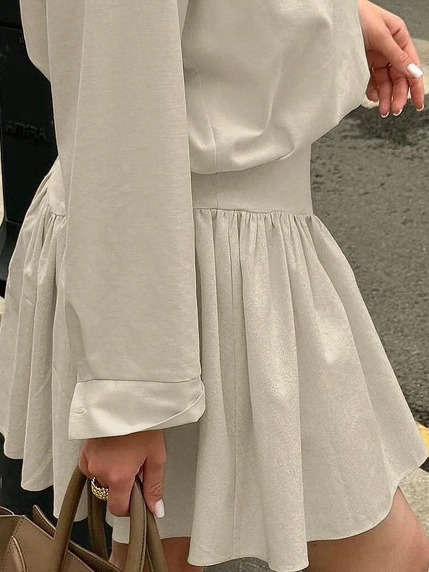 Marthaqiqi Casual Ladies Nightgowns Suit Turn-Down Collar Pajama Long Sleeve Nightwear Skirts Loose Female Sleepwear 2 Piece Set