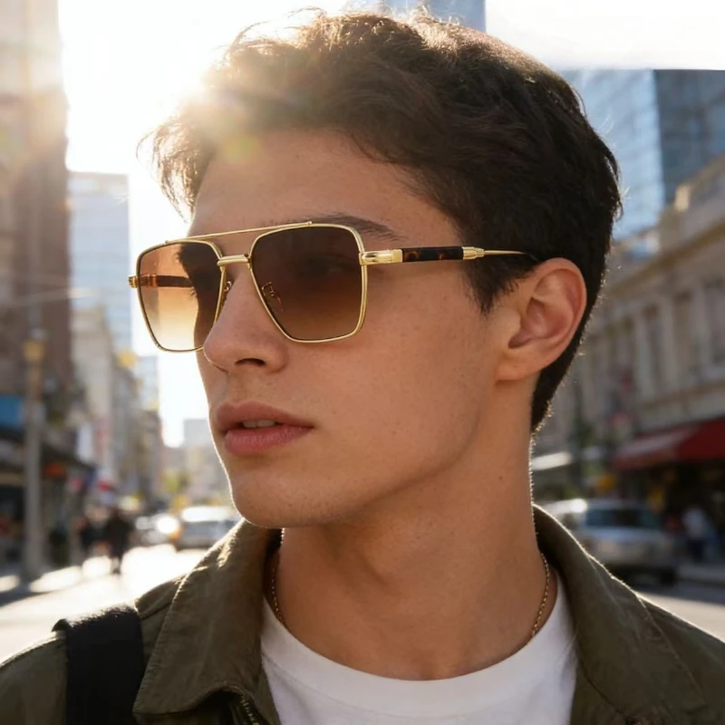 

2026 New Luxury Square Sunglasses, High-End Metal Frame Men's Sunglasses, Vintage Driving Glasses, Fashion Sunglasses for Women