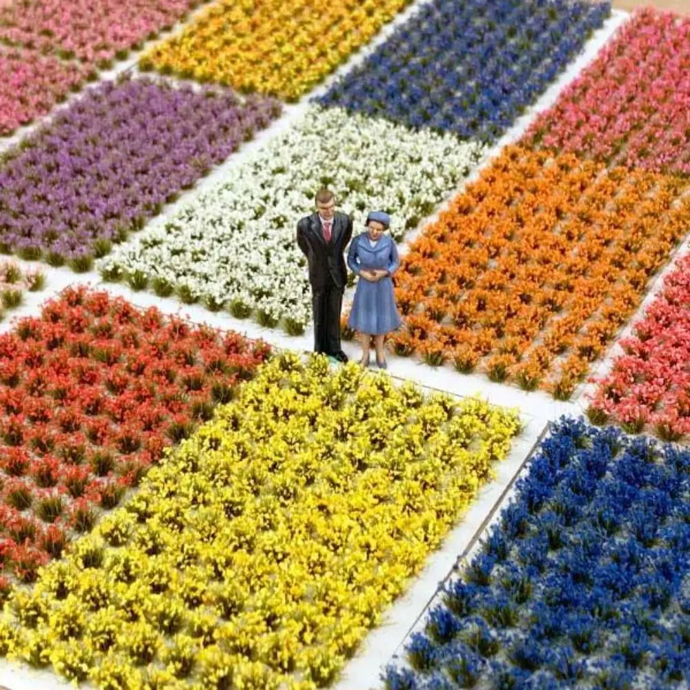Simulation Miniature Flower Grass Model Making Railway Train Static Grass Tuft Grassland Scenery Terrain Model Mini Flower Tuft