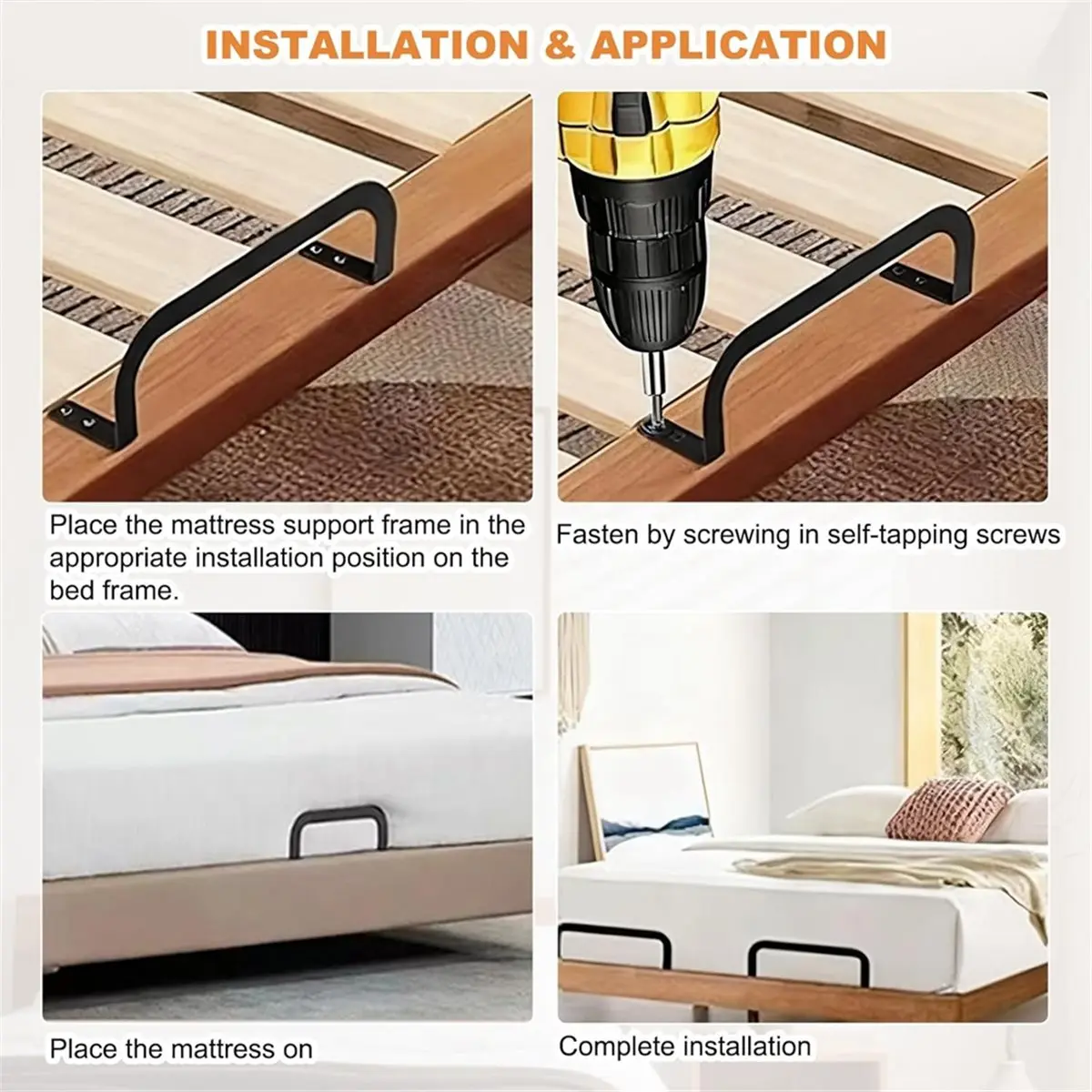 

A78I 4Pcs Metal Mattress Slide Stopper,Mattress Retainer Bar, Non Slip Mattress Holder in Place Gripper for Bedroom Bed Frame