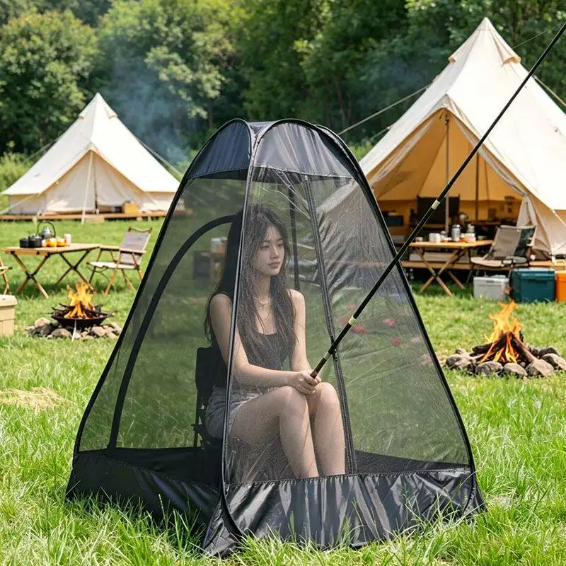 Portable Folding Mosquito Net Tent, One Touch Pop Up, Fine Mesh Anti Insect, Single Shelter For Patio, Camping & Meditation
