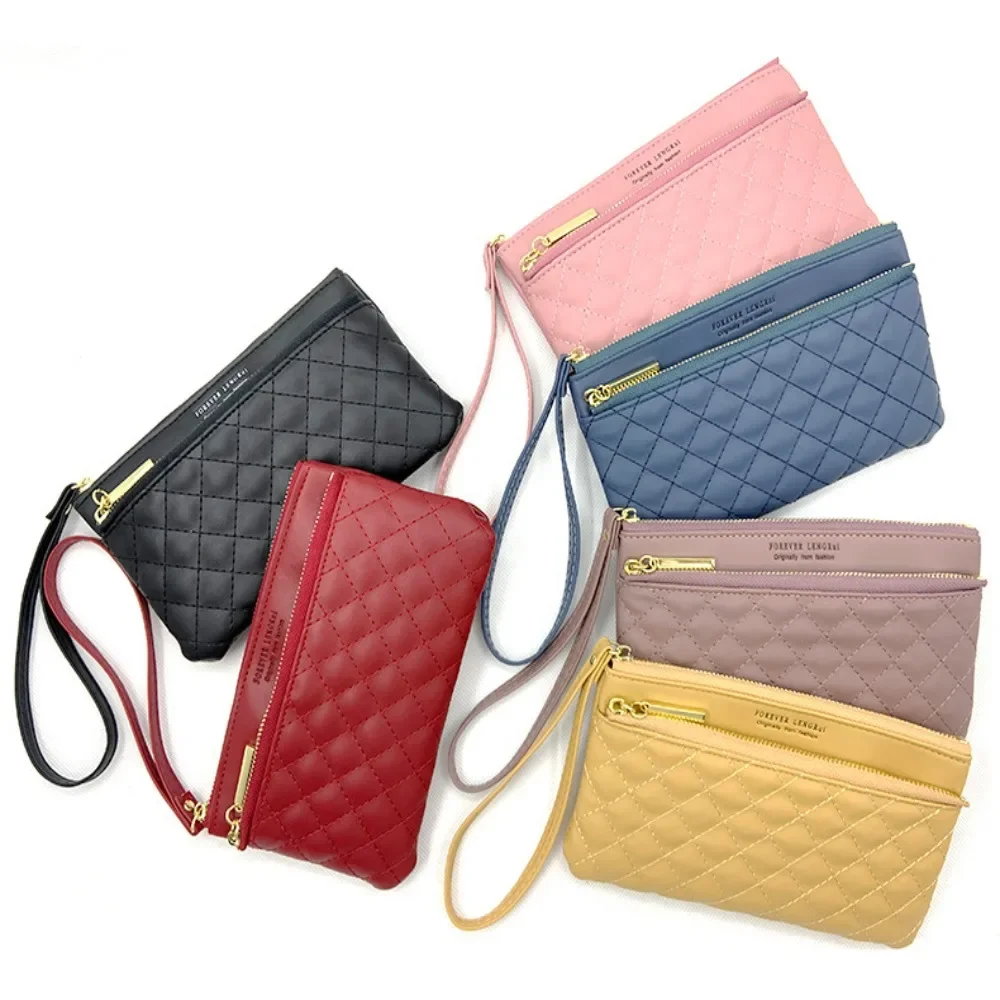 Clutch Bag, Long Shape, Can Hold a Lot of Things, Thin Type, with A Zipper. Can Fit a Mobile Phone, Korean Style for Women