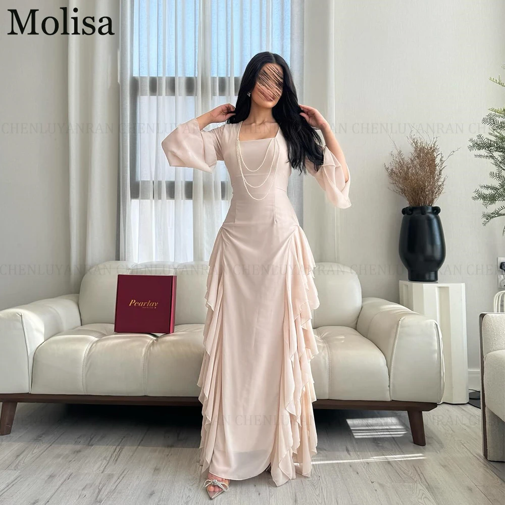 

MOLISA Chiffon Elegant Formal Occasion Dresses 2025 Customized A-Line Square Collar Tiered Long Party Prom Dress Evening Gowns