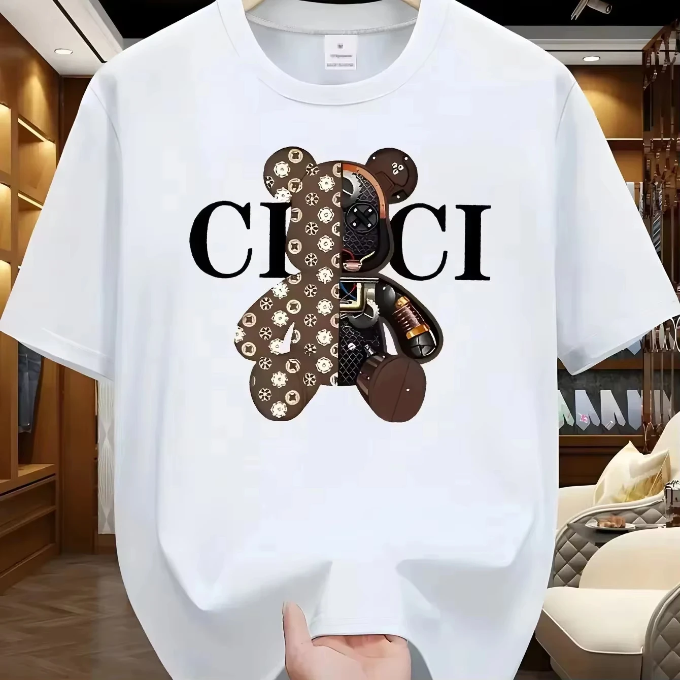 Mens 2026 Spring/Summer Hot Fashion Simple 3D Printing Short-sleeved T-shirt Comfortable Breathable Clothes
