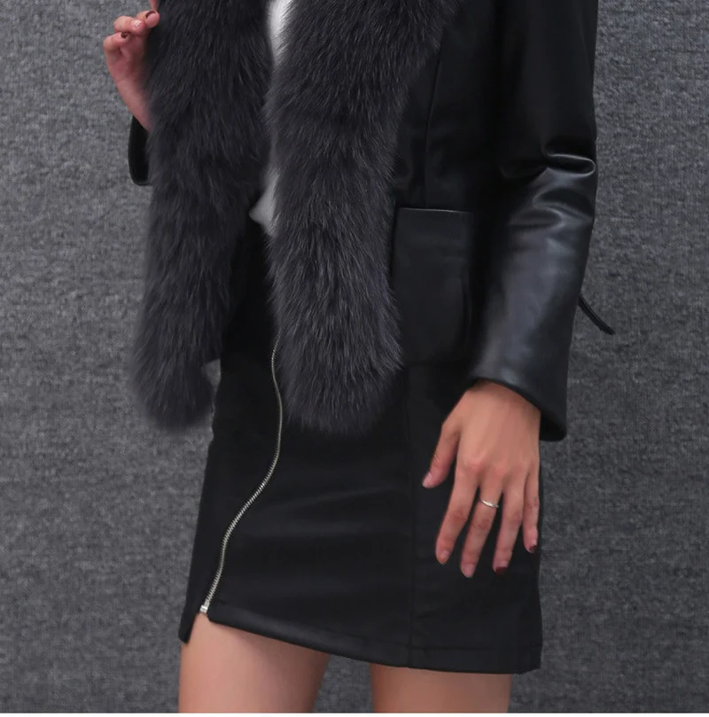 Inverno autunno e Pu collo in pelliccia sintetica cuciture moda donna giacca tinta unita donna elegante giacca stringata donna donna