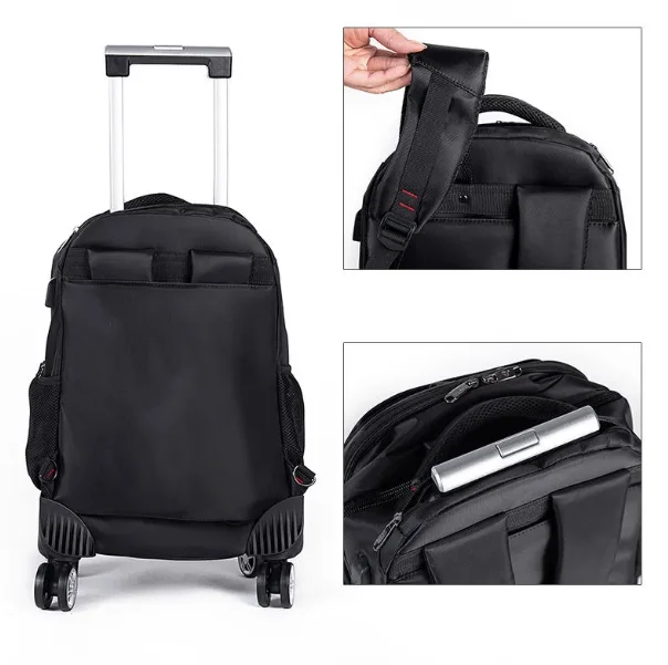 Homens de negócios viagem trole saco masculino rodas rolando mochila 20 Polegada trole mochila bagagem sacos cabine tamanho carry-on saco