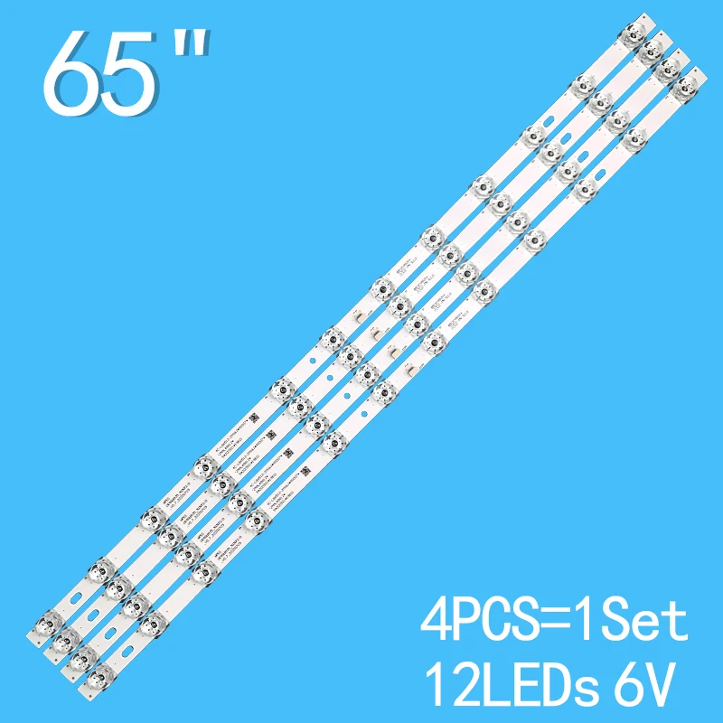 4ชิ้นแถบไฟแบ็คไลท์ LED สำหรับ65HR330M12A1 GIC65LB105 4C-LB6512 65F8-12X4-V1 4C-LB6512-YH 2 TCL 65S434 65S431 65S435 65S433 6