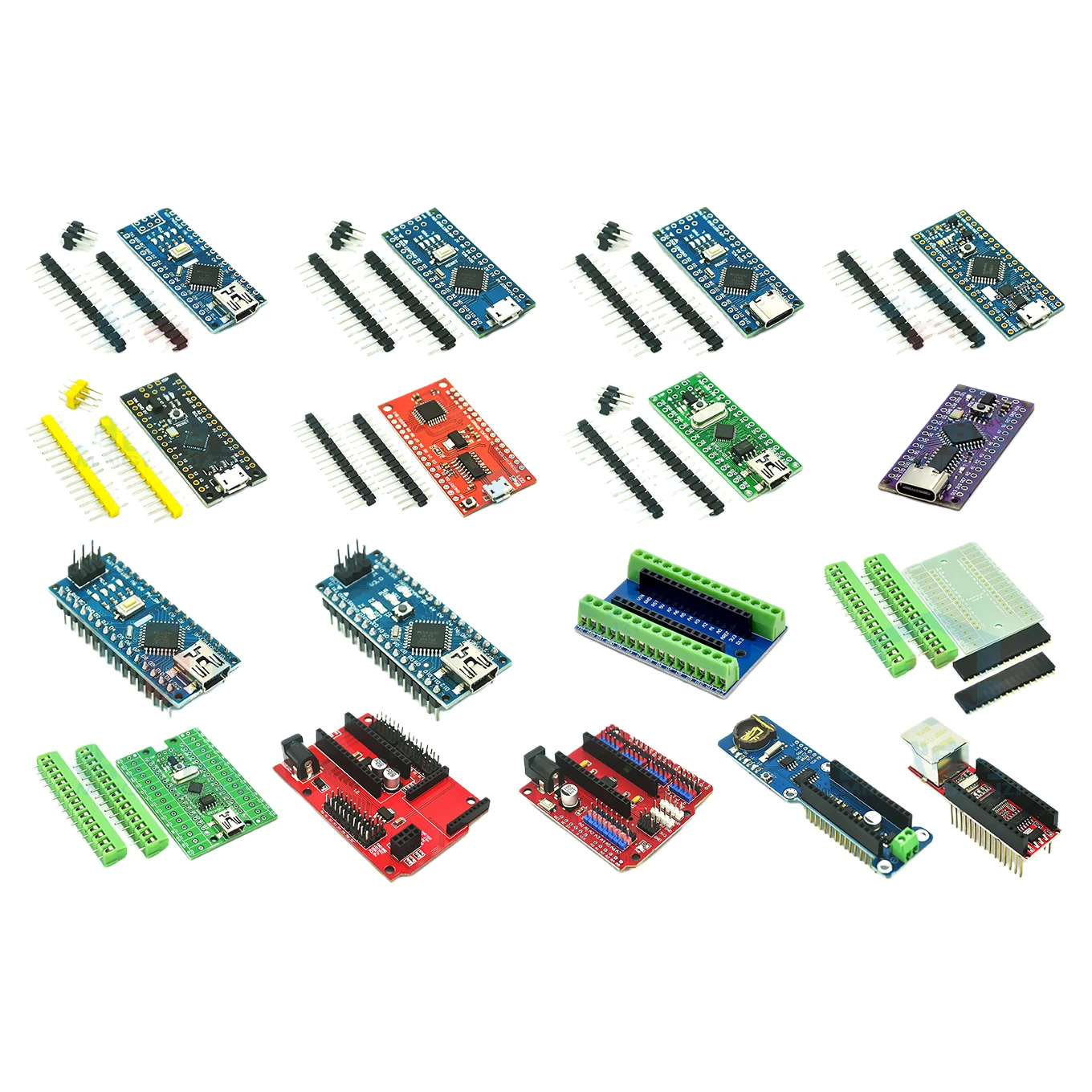 متوافق مع لوحة تطوير سلسلة NANO، أداة تنزيل، لوحة طرفية، لوحة توسيع، وحدة تحكم 328P، كابل بيانات