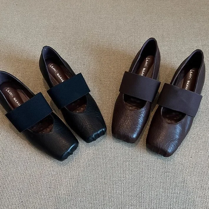 

Women Retro Thick Heel Women Shoes Mary Jane Loafers Shoes Luxury Pumps Genuine Leather Sewn Square Heel Single Shoes Fashion