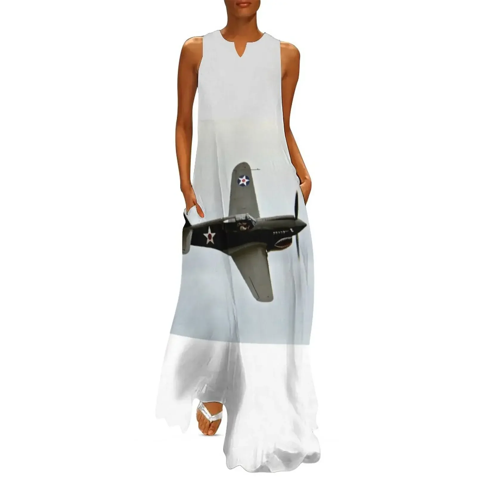 

Flying Tiger Airplane P-40 Warhawk Long Dress dress women elegant luxury sexy dress women's fashion dresses