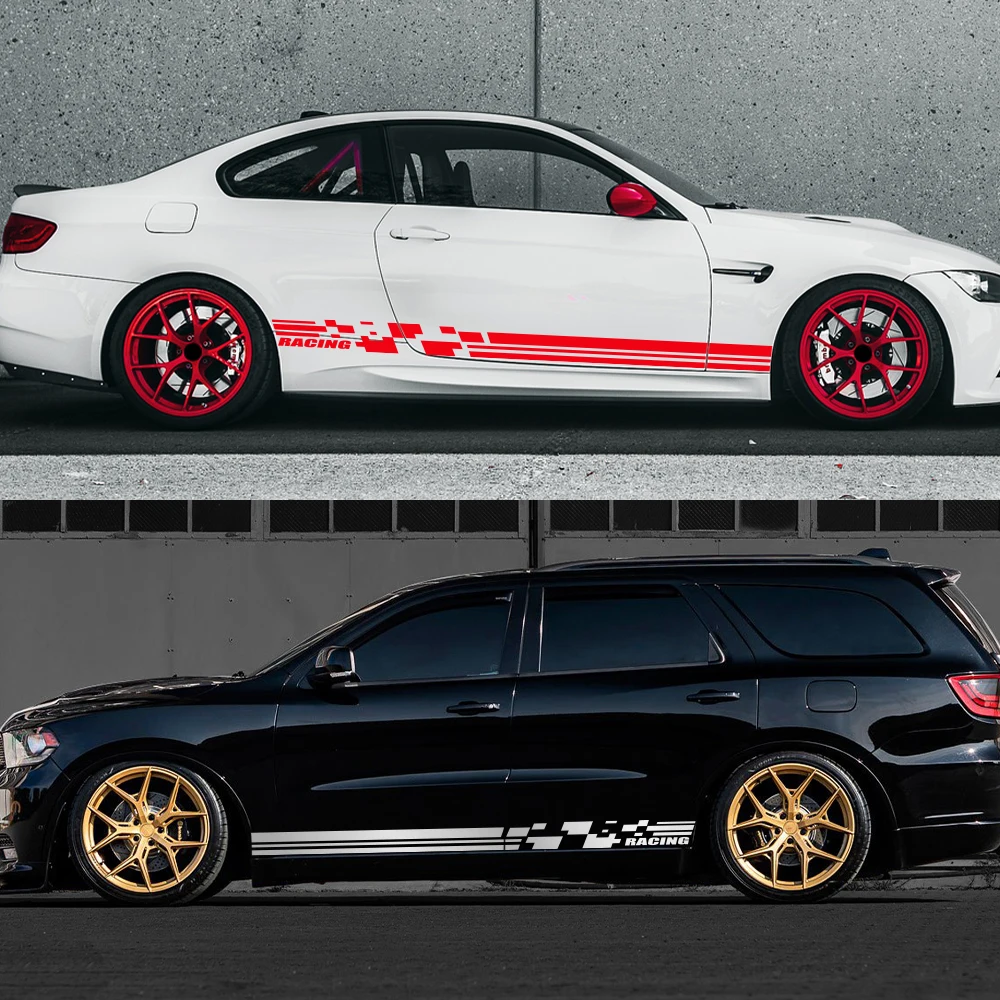 

RACING Car Sticker Auto Door Side Vinyl Wrapping Decals Kit Waterproof Auto Wrap Film PVC Decals Car Accessories Universal