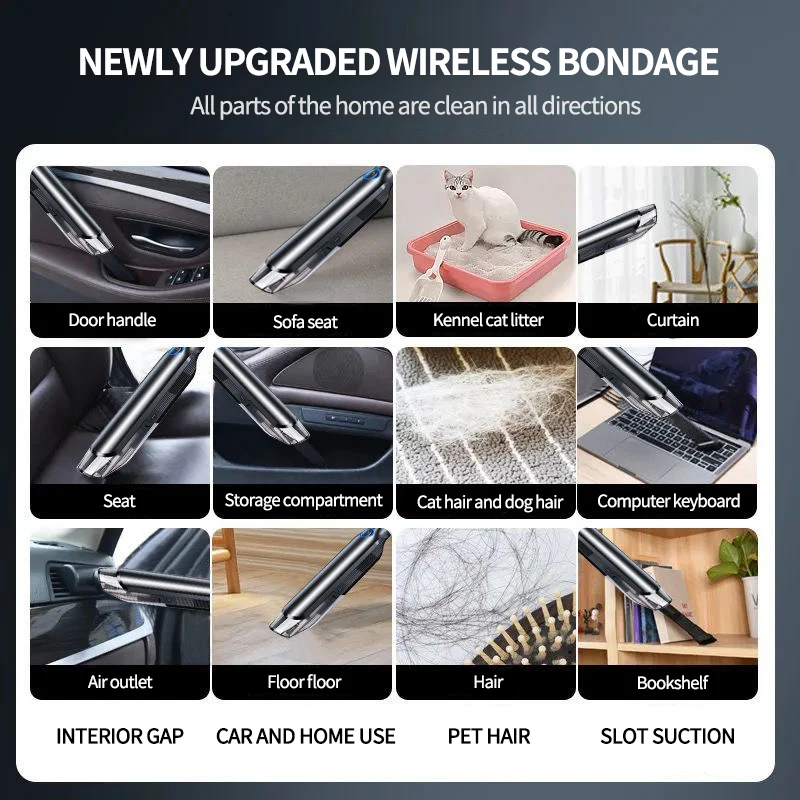 150000Pa Wireless Car Vacuum Cleaner Handheld Mini Portable Robot Vacuum Cleaner For Car Home Desktop Keyboard Cleaning