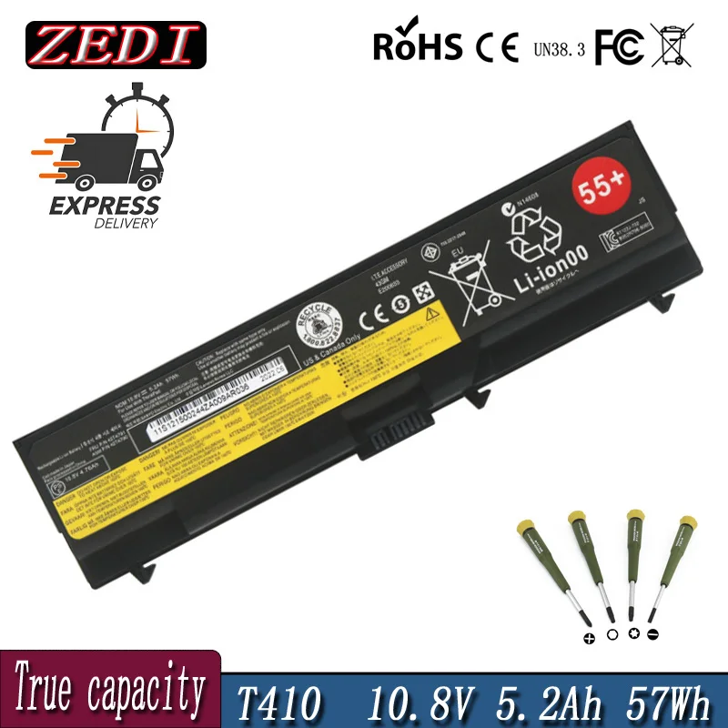 ZEDI New Laptop Battery For Lenovo ThinkPad T410 T510 T420 E40 E50 L410 L420 L510 L512 L520 SL410 SL510 W510 T520 W520 55+