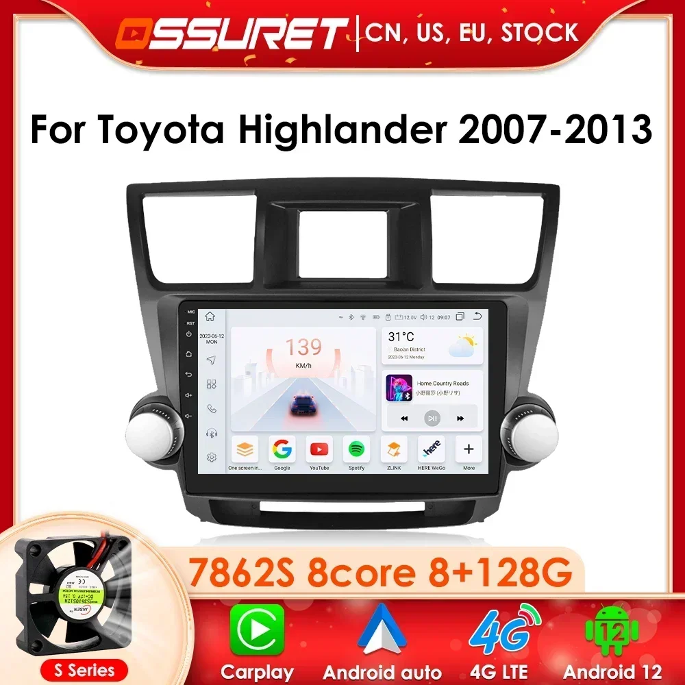 

Android 12 For Toyota Highlander 2 XU40 2007-2013 Car Radio QLED Screen Multimedia Player Navigation GPS Stereo CarPlay Wifi RDS