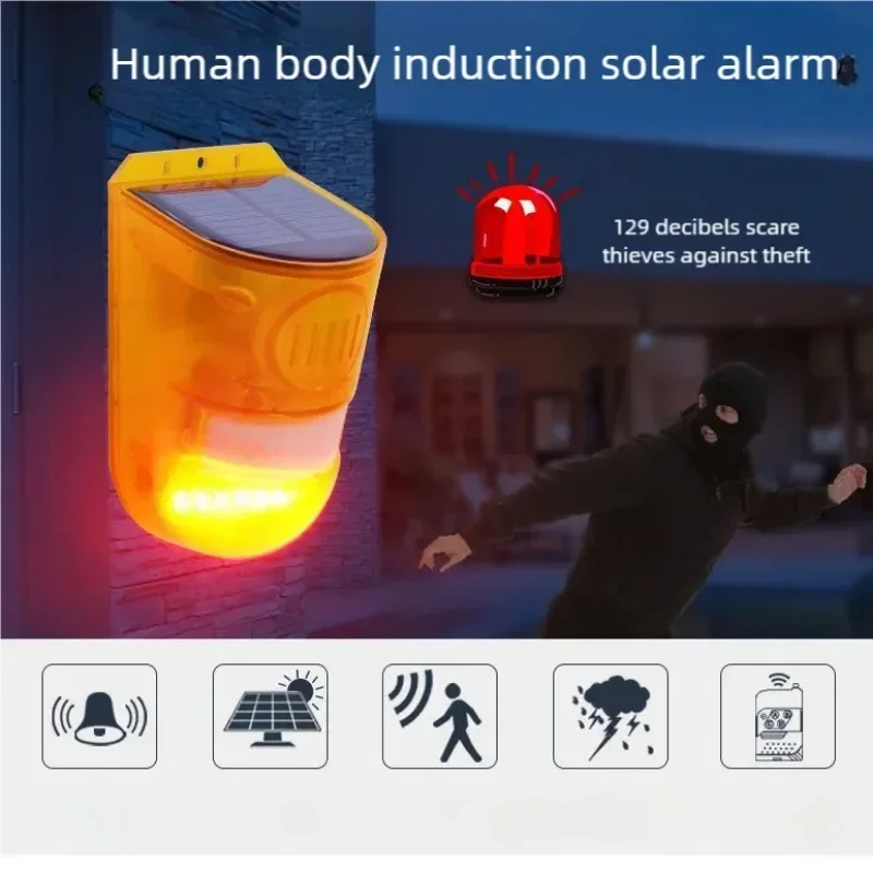 

Human Body PIR Sensor Infrared Motion Lamp Light and Sound Alarm Anti-theft Animal Drive Warning Device Siren Solar Charging