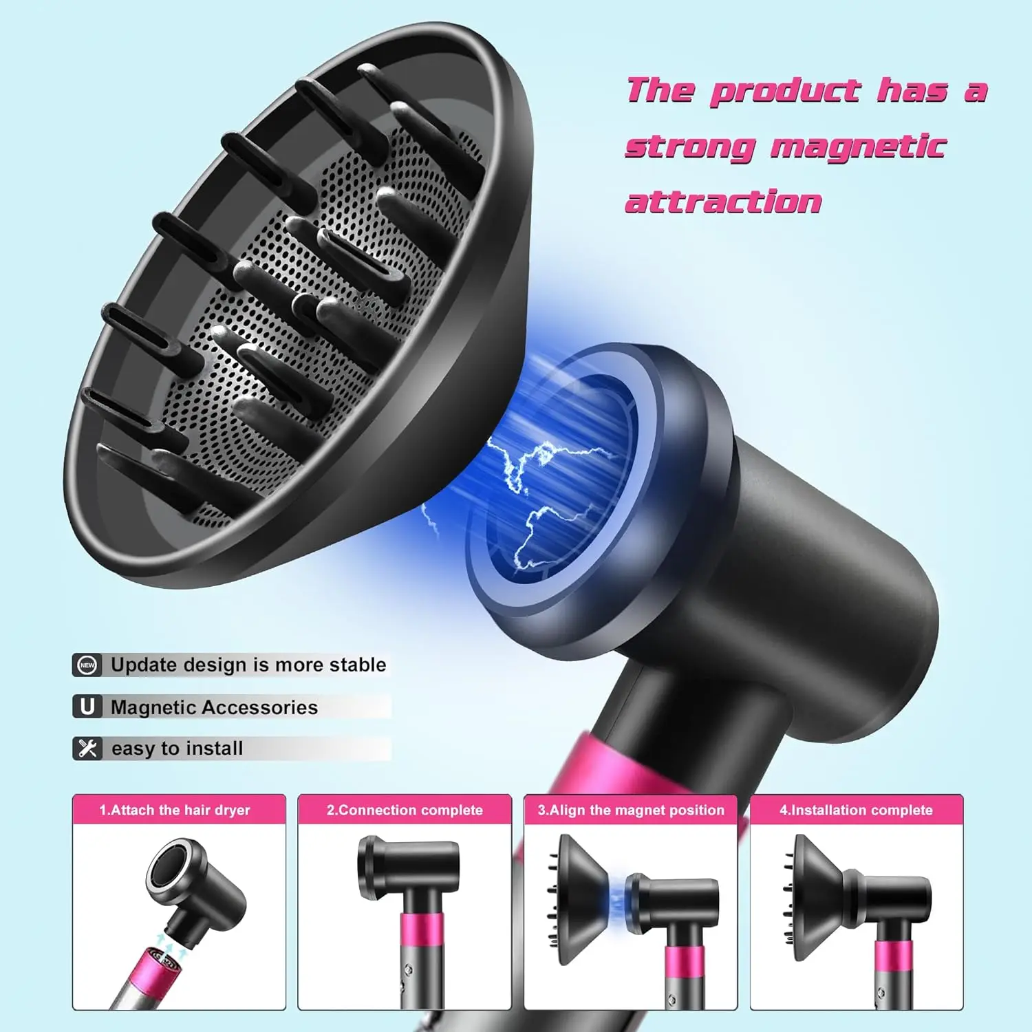 Diffuser and Adaptor for Dyson Airwrap Styler, Hair Dryer Diffuser Attachment Compatible with Airwrap Styler Converting to Hair