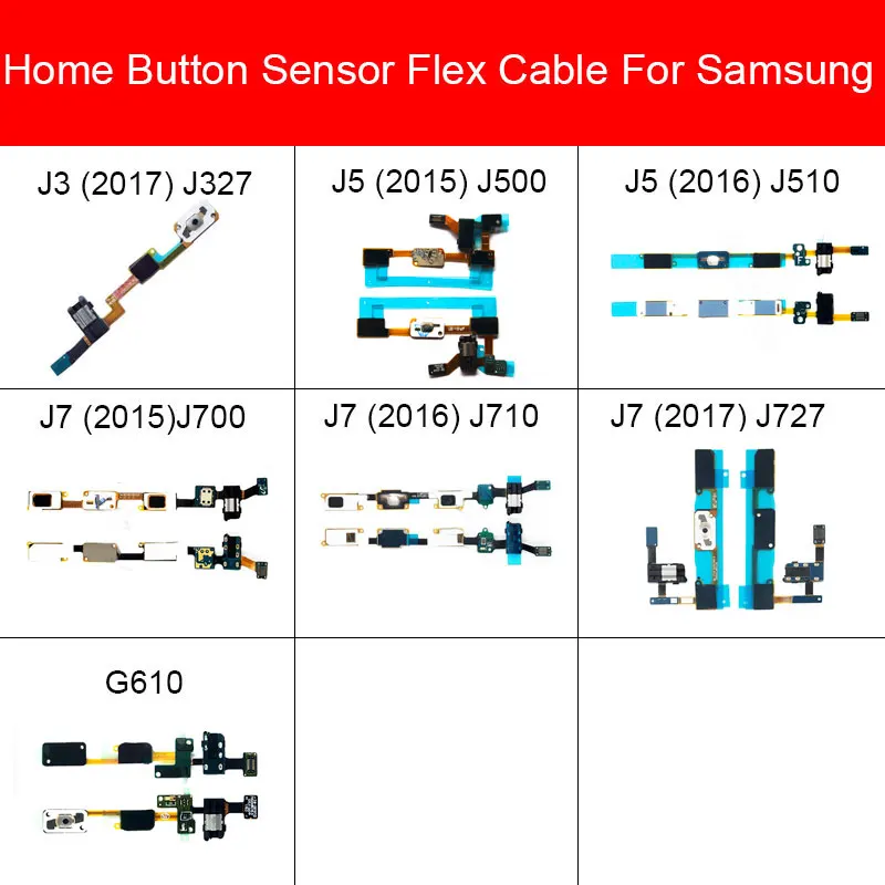 Tombol Home + Earphone Jack Kabel Fleksibel untuk Samsung Galaxy J3 J5 J7 Prime On7 2015 2016 2017 J327 J500 j510 J700 J727 G610 Bagian