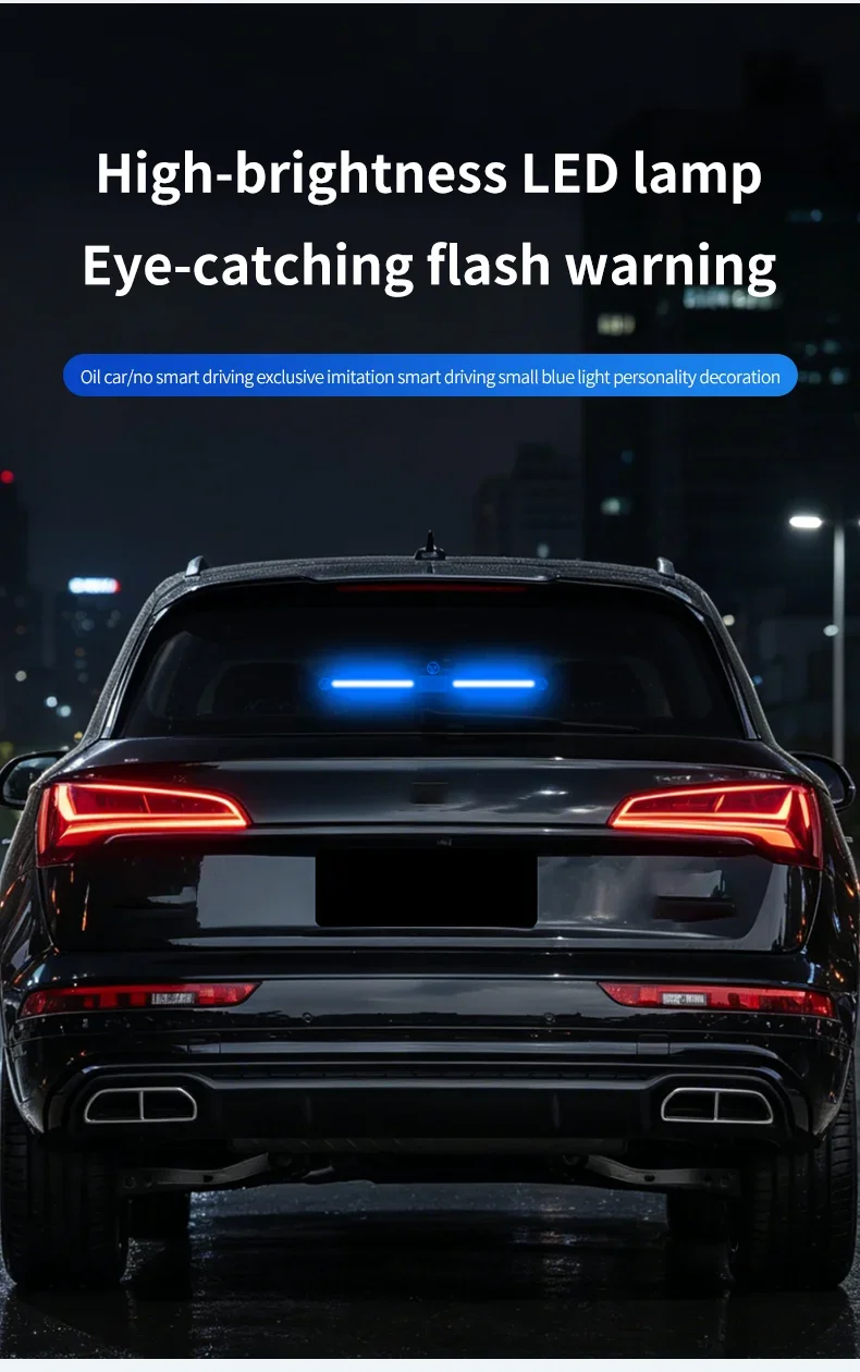 Solarbetriebene Auto-LED-Warnleuchte mit Saugnapfhalterung, ohne Verkabelung, für die Heckscheibe, Stroboskop-Blitzlicht, Sicherheits- und Dekorationslampe. – Detail 4