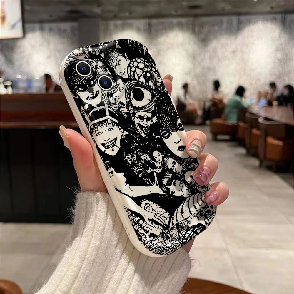 Junji Ito horror Hot comics Tomie Case For iPhone 15 14 13 12 11 Pro Max Mini X XR XSMAX 8 7 6S Plus 3D Wave Soft Silicone Cover