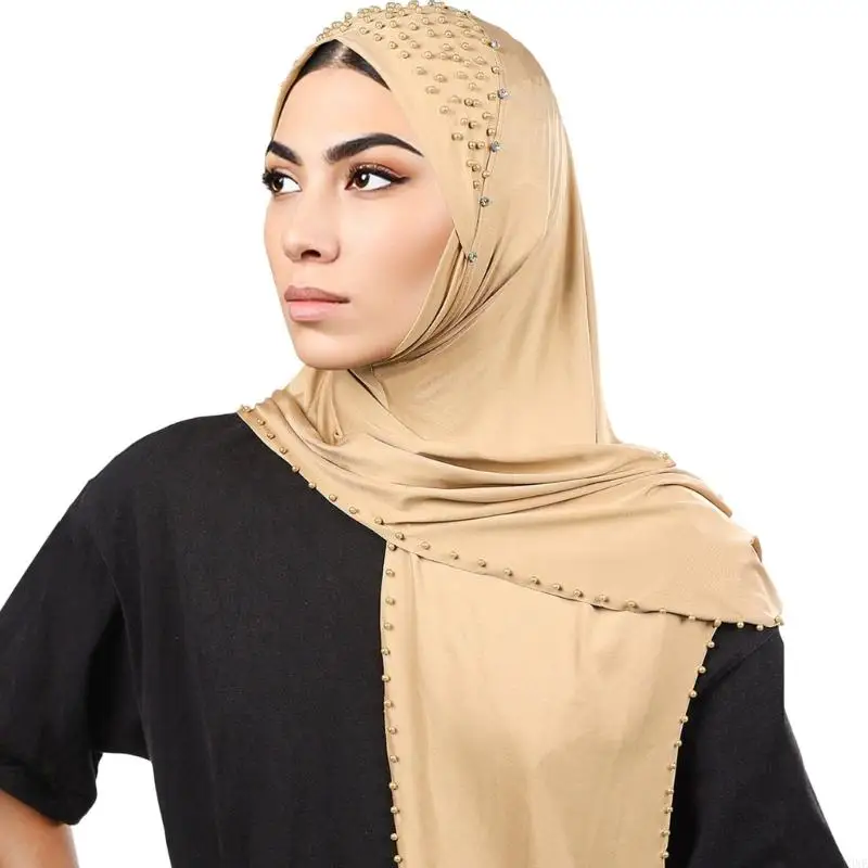 Y3NE Thiết thực Dễ dàng Chăm sóc Mũ trùm khăn Turban tiết đính cườm Thích hợp cho sự kiện vũ hội có phong cách sống bận rộn