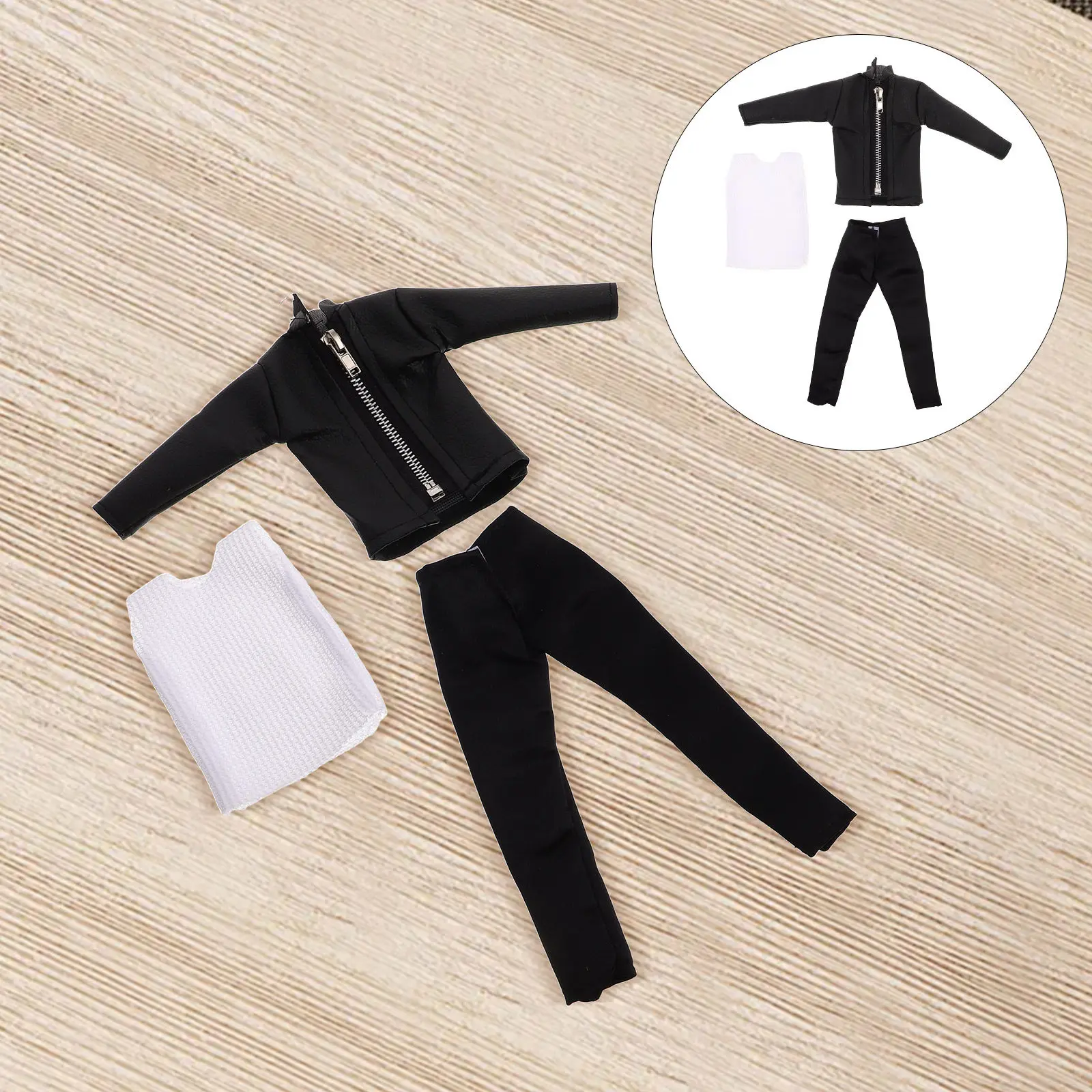 1Set Realistic Baby Clothing Set 30Cm PU Jacket Pants Outfit for Role Play Groom Suit Fashion Display
