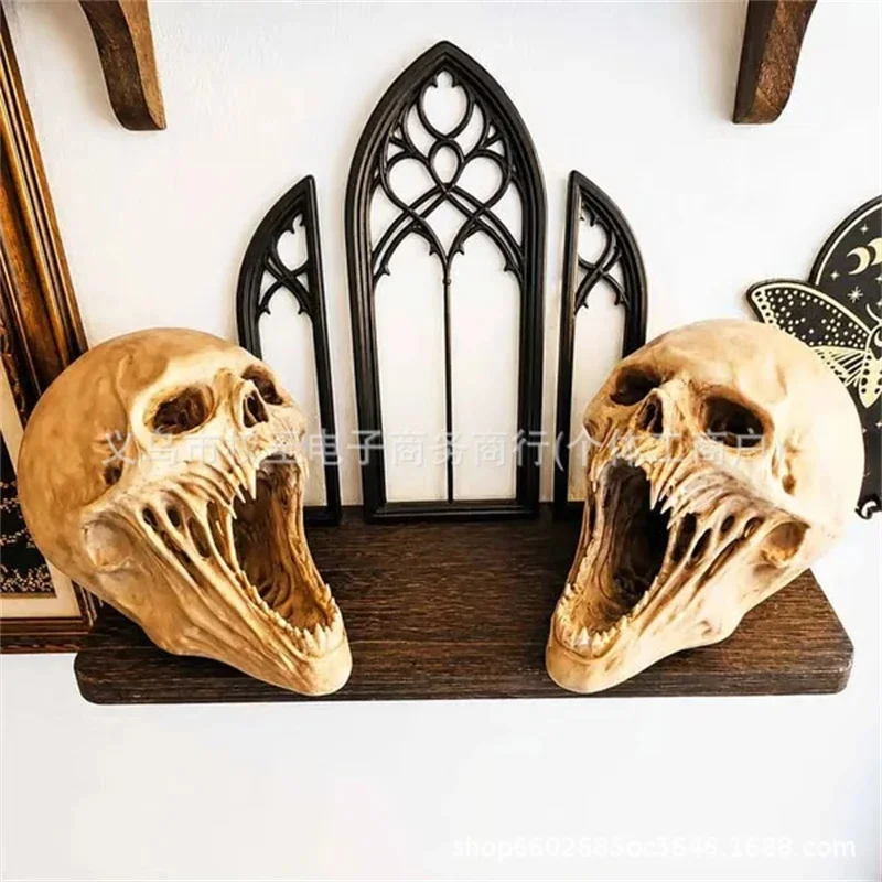 Novelty Vintage Gothic Resin Unique Screaming Skull Sculpture Desktop Gothic Home Decor For Halloween Party Gothic Lovers Gift