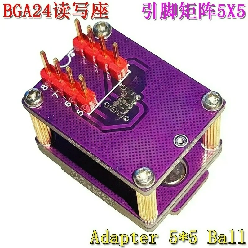 BGA24 Reader/Writer Block, Chip Burn Test, Automotive Adapter 5X5 Ball Flip Probe IC Block