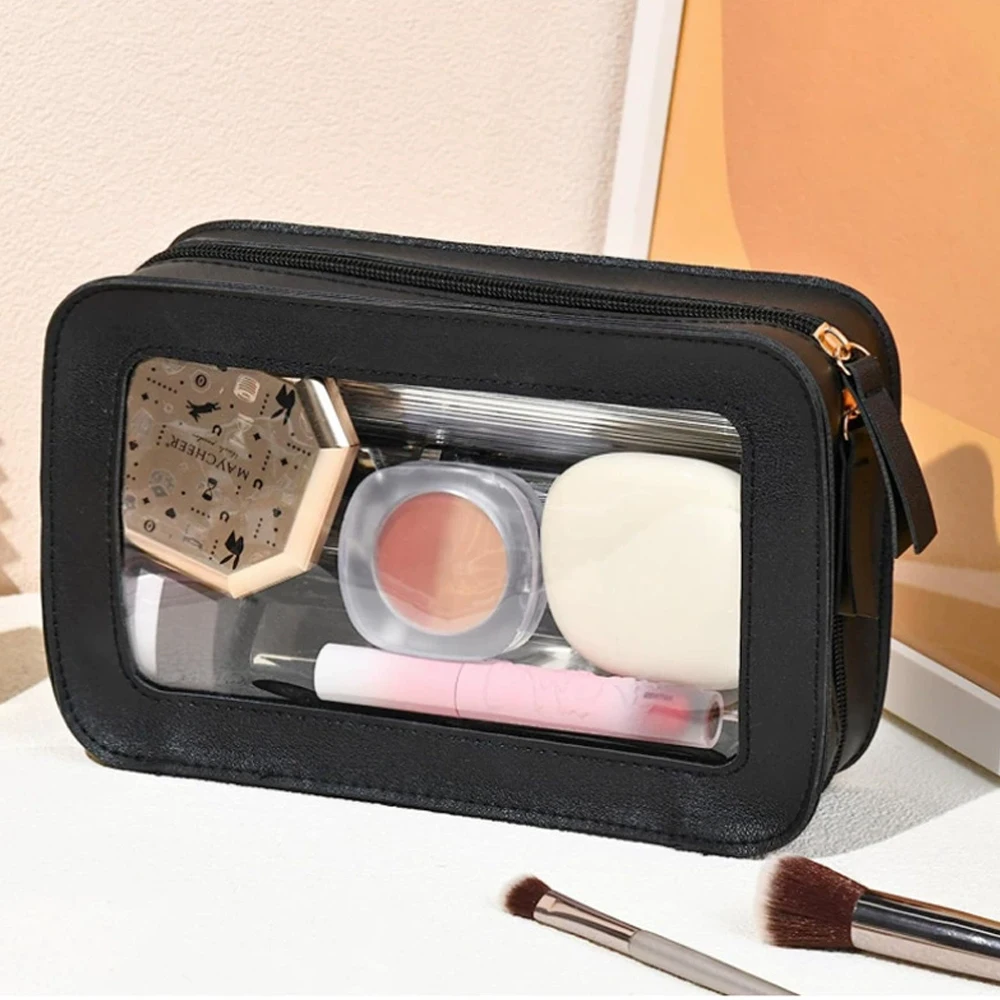 

Travel Portable Cosmetic Bag Women Transparent Simple Makeup Pouch Large-Capacity Bath Wash Toiletry Bag Waterproof Storage Case