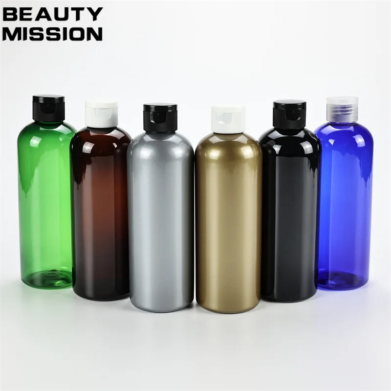 300ML X 20 Golden Empty Cosmetic Refillable Bottle With Flip Cap Plastic Container For Body Care Cream Shampoo Lotion Shower Gel images - 6