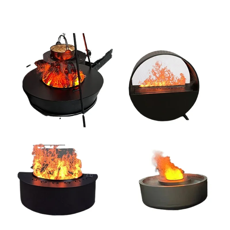 3D atomizing fireplace outdoor round L-shaped fireplace simulation flame decorative fireplace flame humidifier