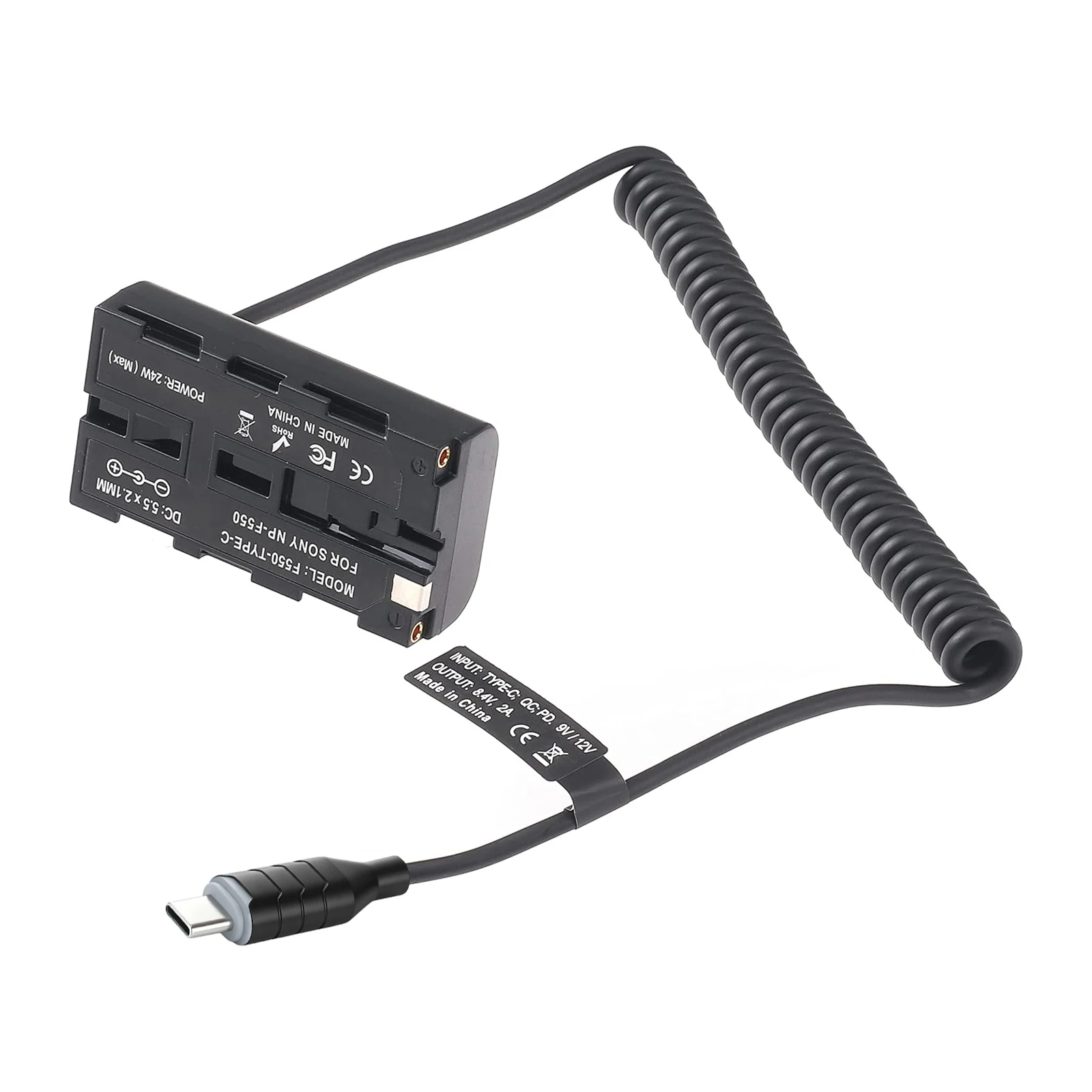 Type-C to NP-NP-F970 F750 F570 F550 Dummy Battery Circuit Protection Spring Cable Continuous Power Adapter Not for Sony Camera