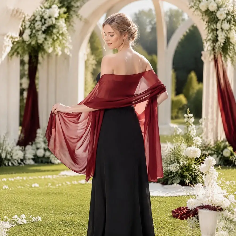 Women's Shawls And Wraps, Solid Color Chiffon Shawl, Soft Elegant Bridal Scarf, Sheer Wrap Scarf for Dinner Party