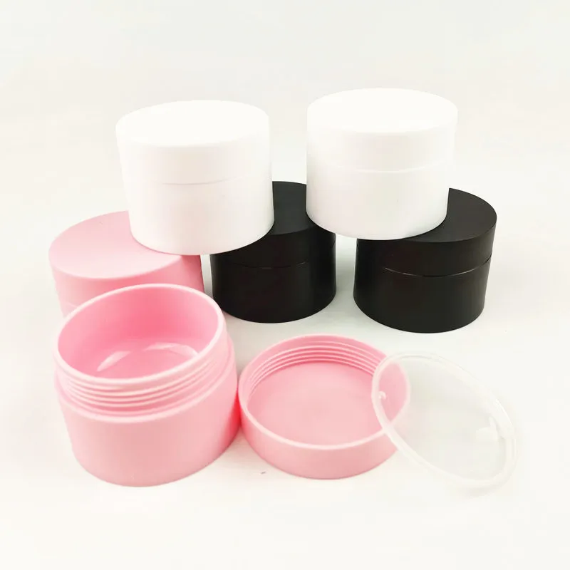 

30pcs 50g Frosted Matte White Cosmetic Cream Jar Plastic Empty Make up Loose Powder Pot Packaging with Scew Cap