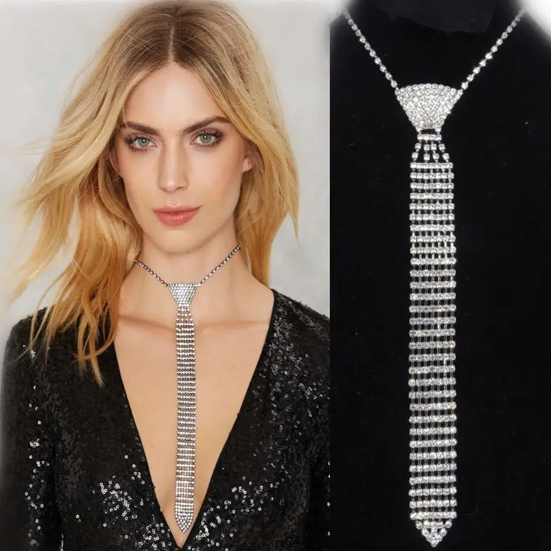 

Fashion Luxury Diamond Tie Rhinestone Collar Tie In Wedding Banquet Feast Club Party Shinning