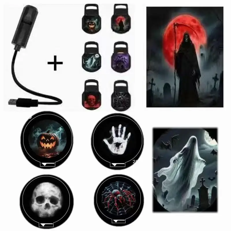 USB Projector Light Rotatable Scenes Lamp For Halloween Christmas Holiday Night Light Wall Ceiling Decor Lighting Accessory