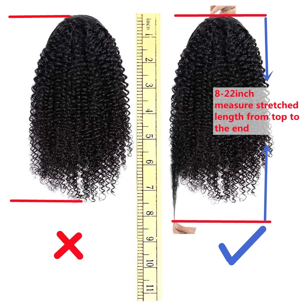 100% Real Human Hair Ponytail for Women Drawstring Afro Kinky Curly Ponytails Human Hair Clips In Mongolia Hairpieces Extension