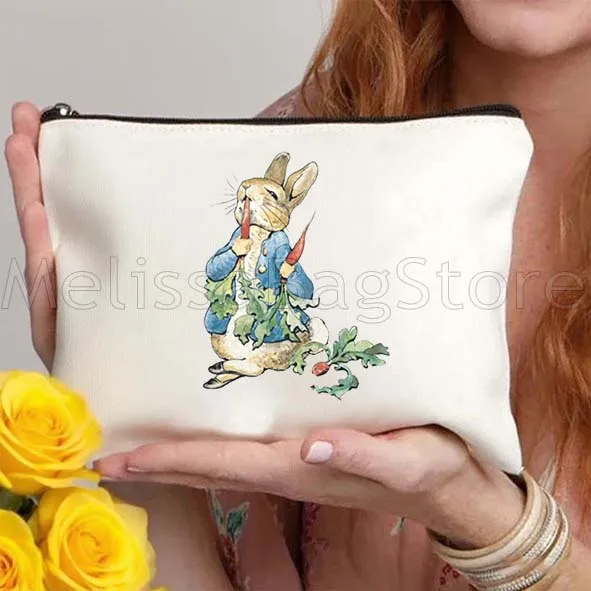 Cute Cartoon Peter Rabbit Gifts Canvas Cosmetic Makeup Bag Beatrix Potter School Pencil Case Pouch Toilet Storage Cotton Bag