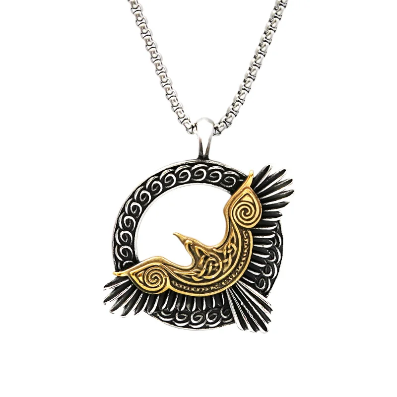 steel Viking eagle necklace men's stainless steel casting retro pendant