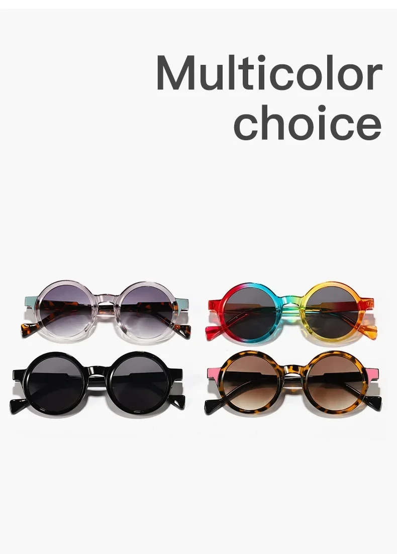 JNPCXI Runde Sonnenbrille Frauen Mode Regenbogen Farbverlauf Männer Shades Retro Trend Retro Sonnenbrille UV400 – Detail 2