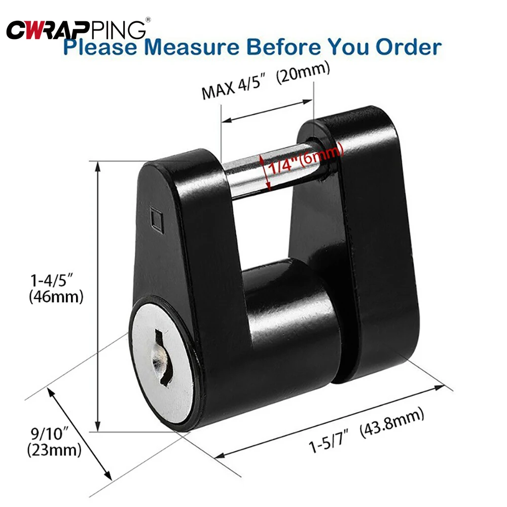 Anti-theft Trailer Hitch Lock Coupler Padlock 1/4