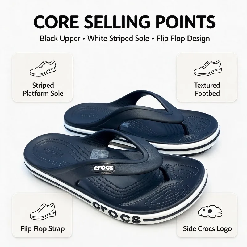 Standard Crocs Fashion Beiya Flip-flops Summer Men's and Women's Toe Slippers Casual Non-slip Beach Shoes One Pedal