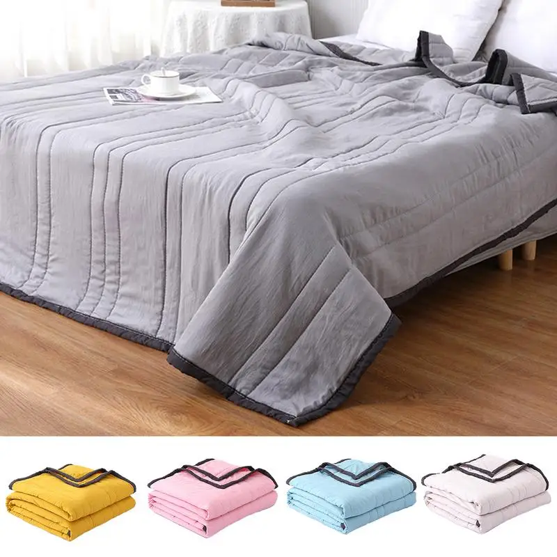 Air Condition Comforter Lightweight Cooled Summer Quilt Breathable For Bed Car Couch Sofa Travel Double Side Cold &CoolingFabric