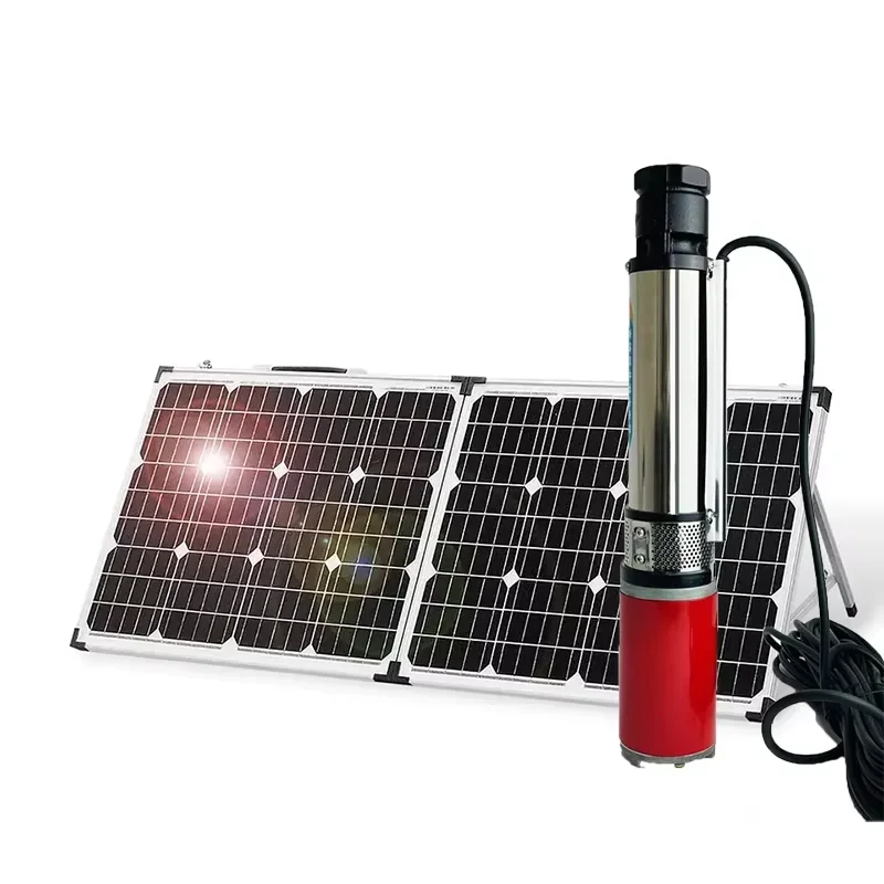 12V 24V High Lift Deep Well Submersible Pump Solar DC 250W Electric Powered Water Pump Kits for Irrigation Agricultural Garden