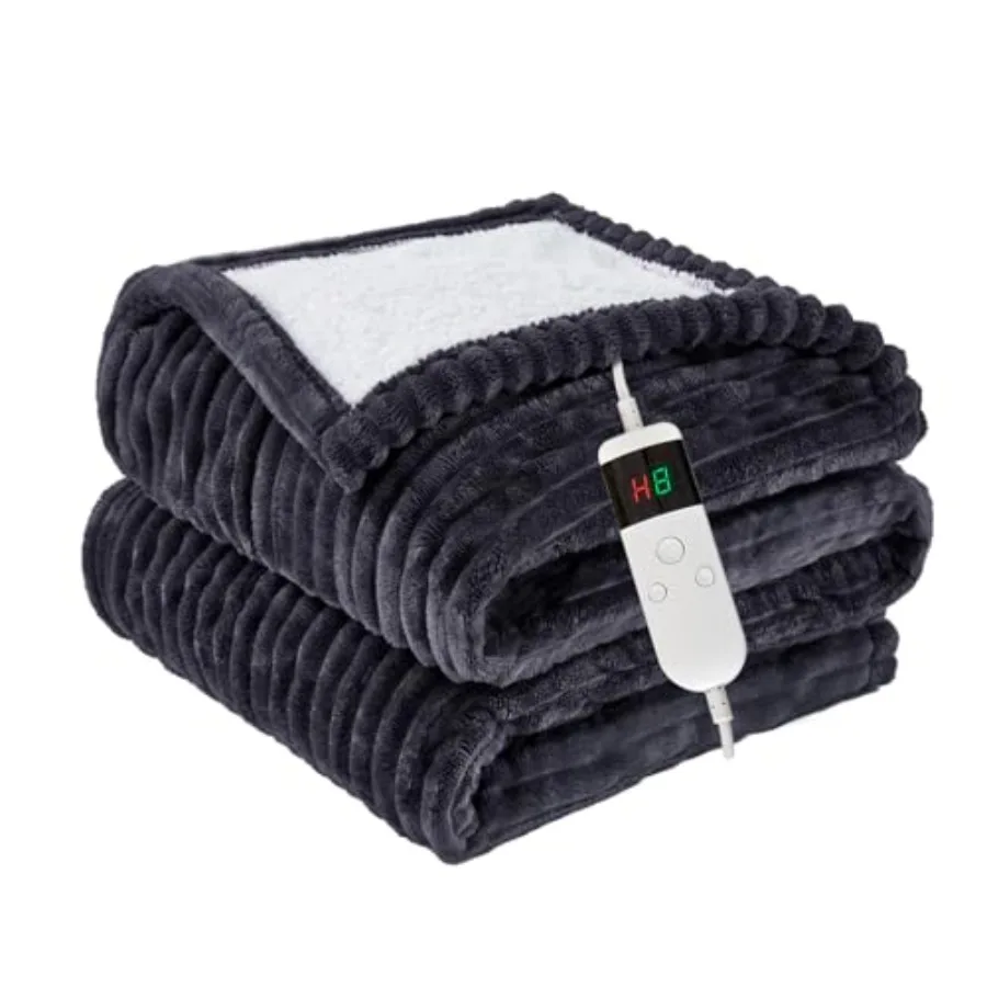 

Heated Blanket Electric Throw Soft Flannel Heating Blanket with 8 Hours Auto Off 10 Fast Heating Levels Machine Washable Sherpa