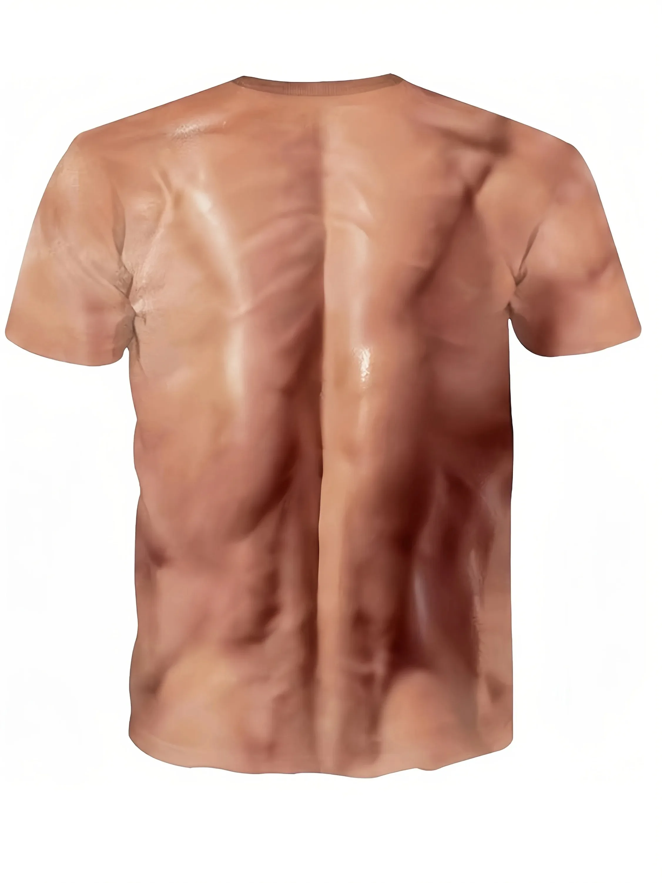 Men's 3D Printed Muscle T-shirt Summer New Style Jogging Pants Casual Short Round Neck Top Realistic Abdominal Muscle T-shirt
