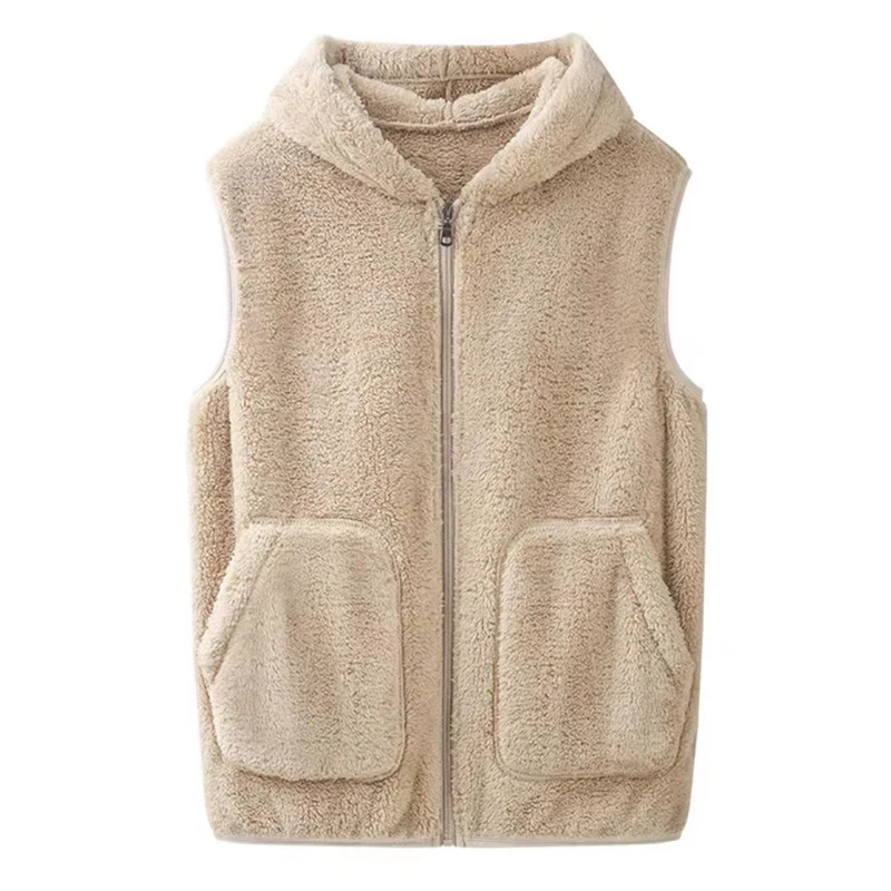 Autumn And Winter New Women's Golf Sports Jacket Outdoor Warm fleece Sleeveless Vest Ladies Fashion Versatile Casual Hooded Coat