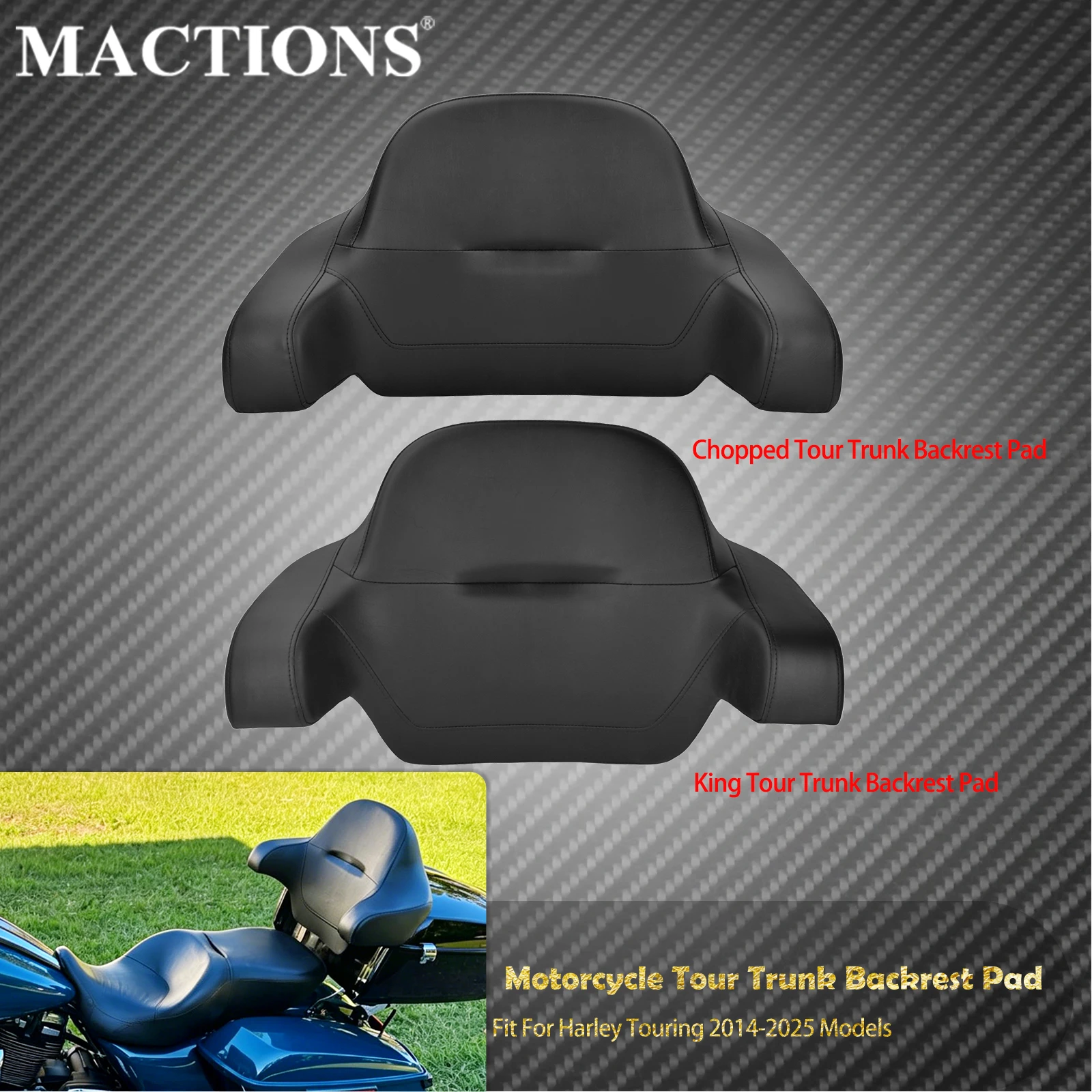 Motorcycle Chopped King Tour Trunk Pack Backrest Pad For Harley Touring 2014-2025 Road King Street Electra Glide Standard CVO
