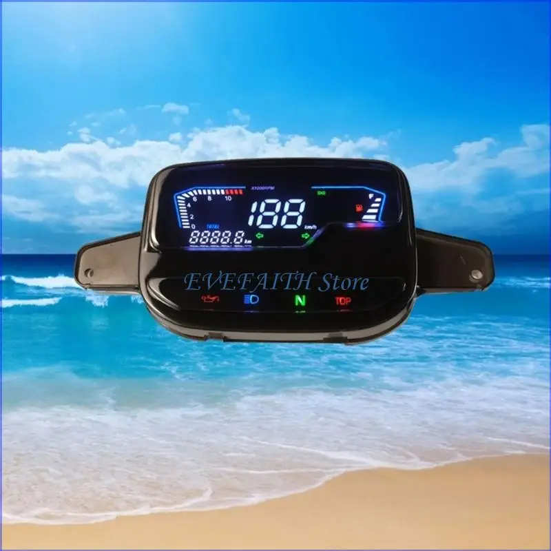 124B Anti UV Motorcycle Digital Meter Quick Response LCD Motorcycle Speed Gauge Simple Installation for Bike SS110 SS2