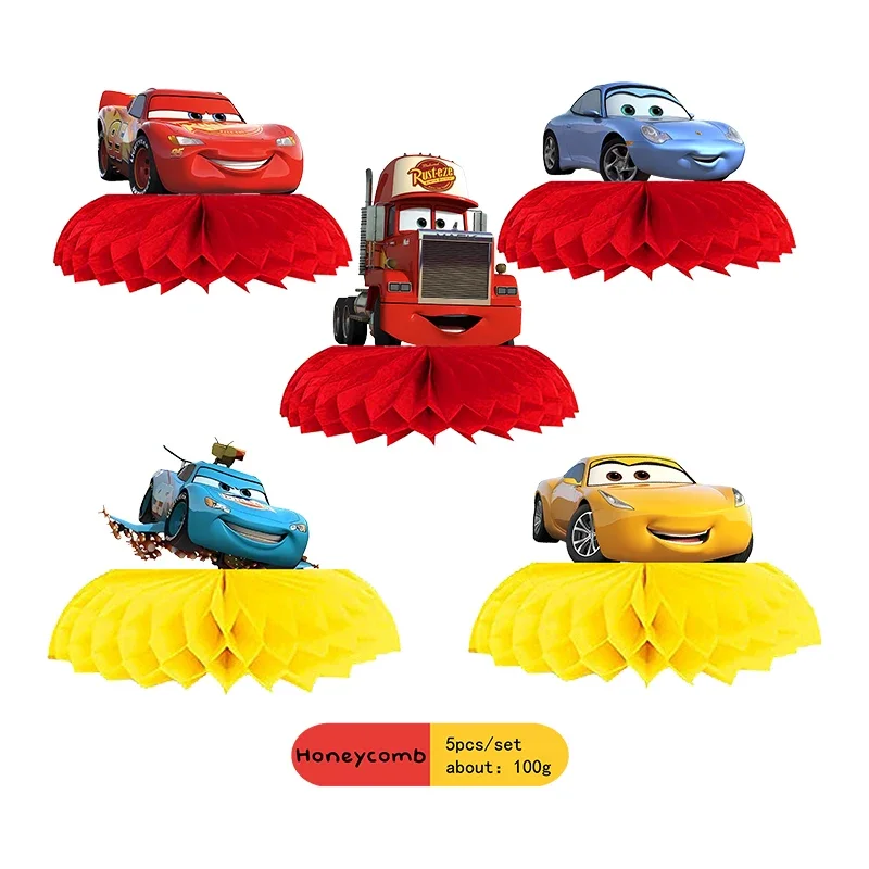 Disney Cars Birthday Party Decoration Lightning Mcqueen Balloon Sticker Honeycomb Spiral Cupcake Baby Shower Supplies for Kids