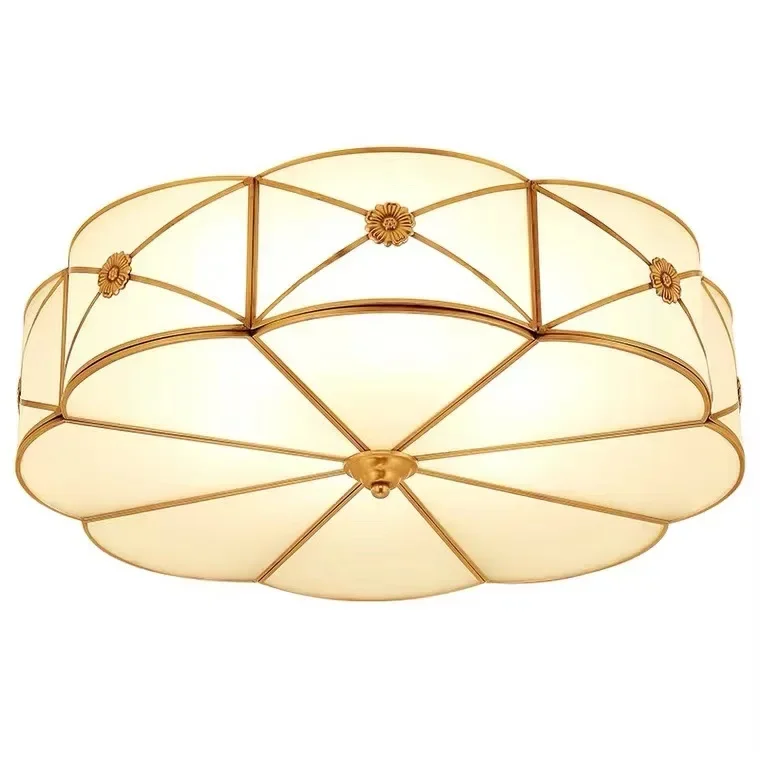 

All-copper American retro bedroom ceiling light, medieval high-end lighting